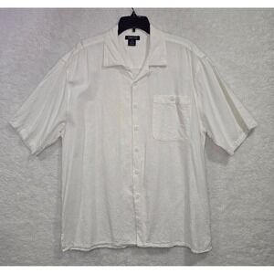 TRUST Mens White Linen Blend Short Sleeve Button Up Shirt Size XL